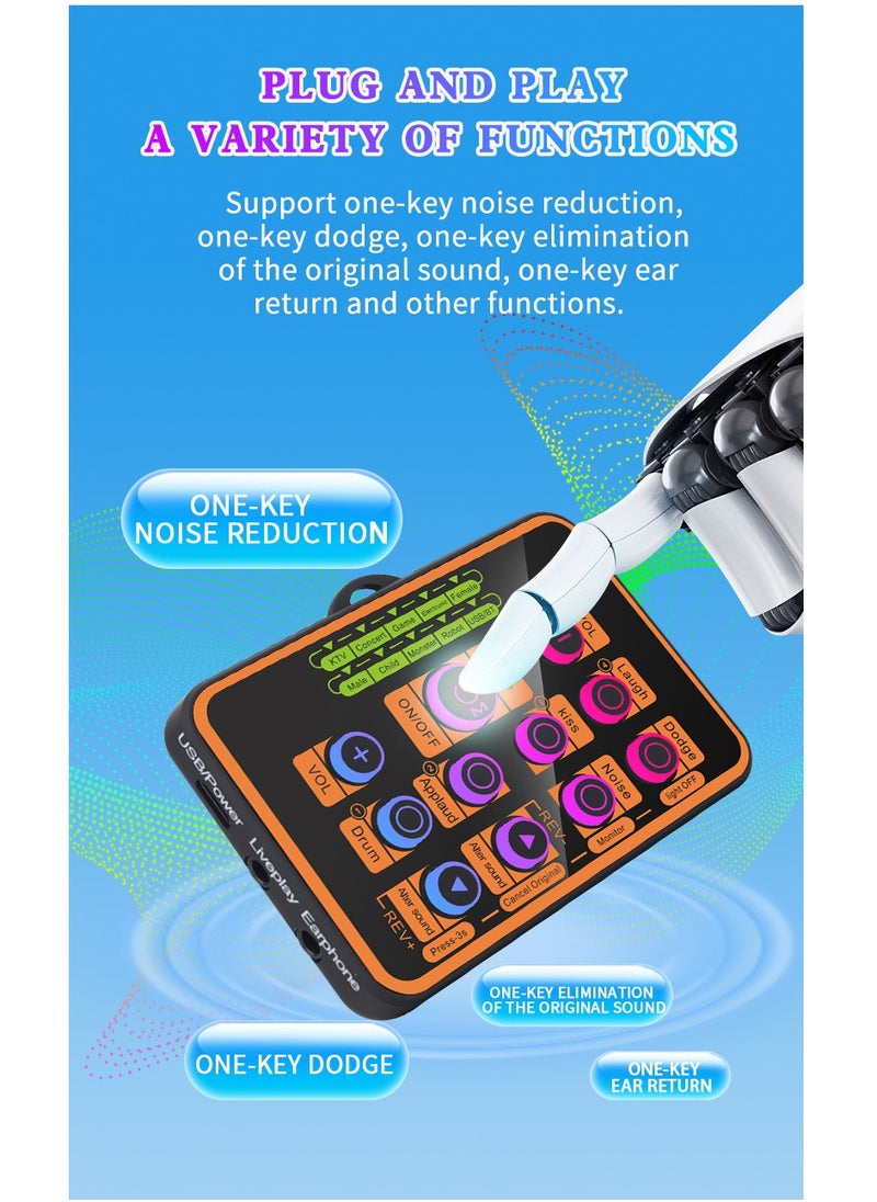 Furtey - Portable Live Sound Card Audio Mixer Professional Live Sound Card Studio Record Soundcard Bluetooth Microphone Mixer Voice Changer Live Streaming Audio Sound Mixer for Streaming Podcasting Gaming - Image 1