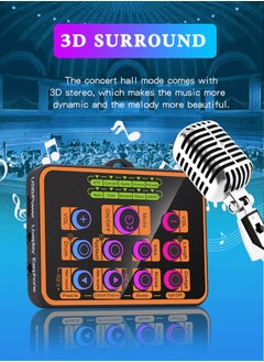 Furtey Portable Live Sound Card Audio Mixer Professional Live Sound Card Studio Record Soundcard Bluetooth Microphone Mixer Voice Changer Live Streaming Audio Sound Mixer for Streaming Podcasting Gaming  - Image 2