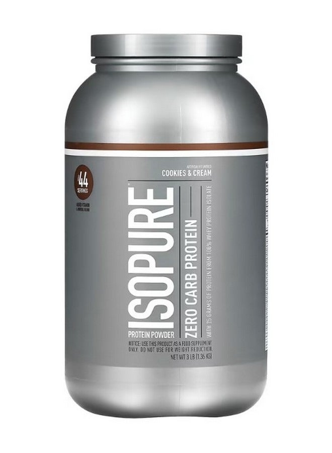 آيزوبيور Zero Carb Protein Powder Cookies and Cream 3 lb 1.36 kg - Image 1
