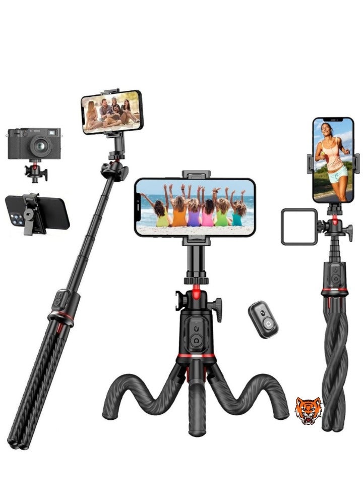 TIGER "Flexible Phone Tripod Selfie Stick – Octopus Camera Stand with Remote, 360° Rotation, Extendable & Portable for iPhone & Android Video Recording" - Image 1