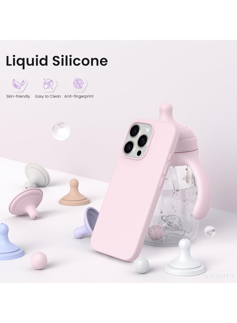 Silicone Case Compatible with iPhone 16 Pro, Slim Liquid Silicone Phone Case with 3-Layer Soft Rubber Shockproof TPU Lining, (Light Pink) - Image 5
