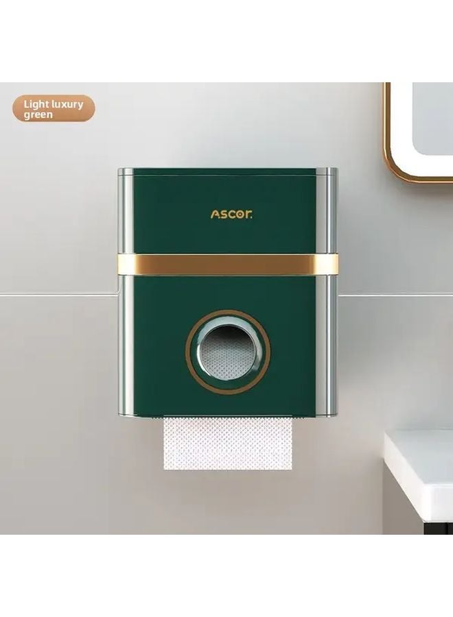 Upgraded No Drill Wall Mounted Toilet Paper Holder With Dual Layer Storage Green - Image 1