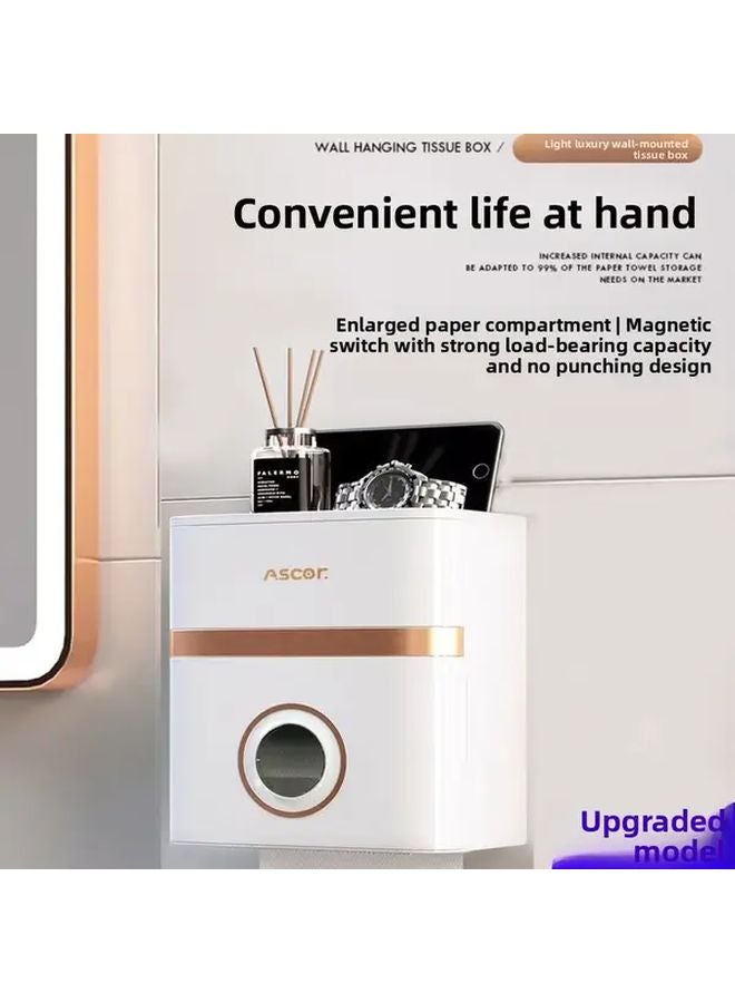 Upgraded No Drill Wall Mounted Toilet Paper Holder With Dual Layer Storage Green - Image 2