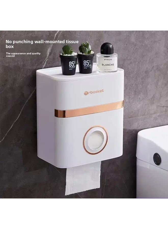 Upgraded No Drill Wall Mounted Toilet Paper Holder With Dual Layer Storage Green - Image 3