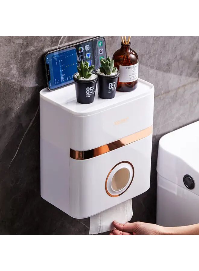 Upgraded No Drill Wall Mounted Toilet Paper Holder With Dual Layer Storage Green - Image 5