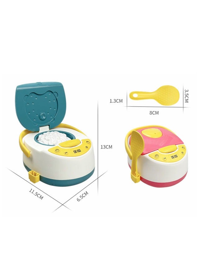 17pcs Kids Kitchen Pretend Play Toys, Mini Electronic Rice Cooker Toys, Cooking Toys with Music Steam Effect, Cookware Kits Kitchen Playset Food Accessories for Toddlers Boys Girls, Blue - Image 2