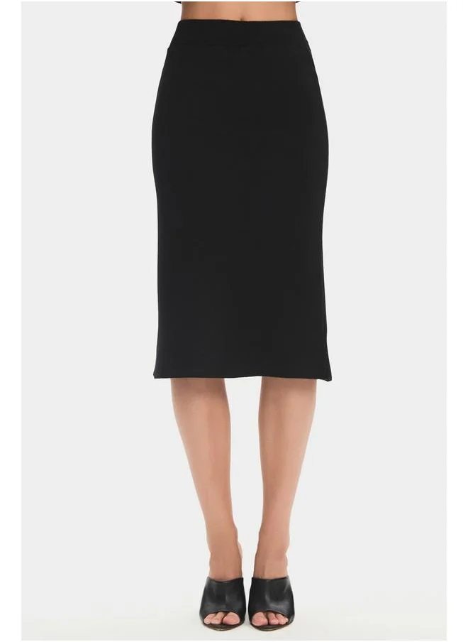 JUNE June Women Turtleneck Sweater Midi Skirted Top-Bottom Set Black