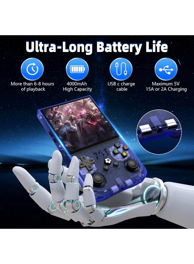 TIGER Retro Handheld Game Console with 4.0 Inch IPS Screen, 4000mAh Battery, Built-In Storage, Portable Pocket Mini Arcade Gaming System, Blue - Image 3