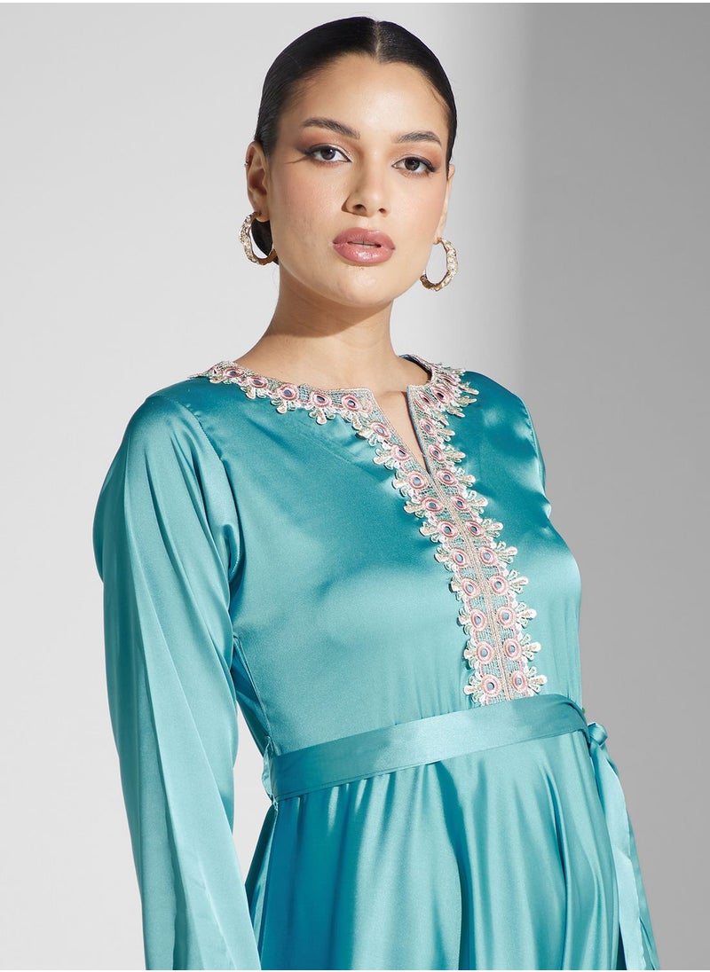 hayas closet Lace Detail Belted Dress  - Image 3