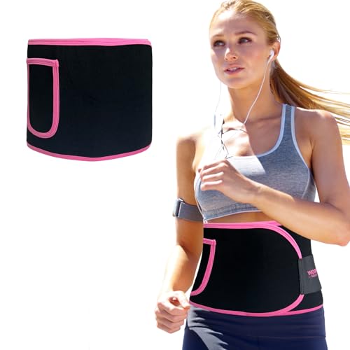 woowruier Waist Trainer for Women & Men, Sweat Band for Stomach Weight Loss, Sweat Belt for Women Lower Belly Fat-Pink-L - Image 1