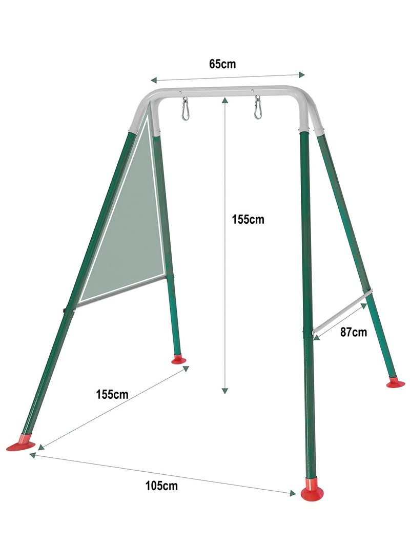 Funz Toddler Swing Set with Frame Indoor & Outdoor Baby Swing with Foldable Metal Stand Kids Swing Set for Backyard, Easy to Assemble & Store, Red - Image 4