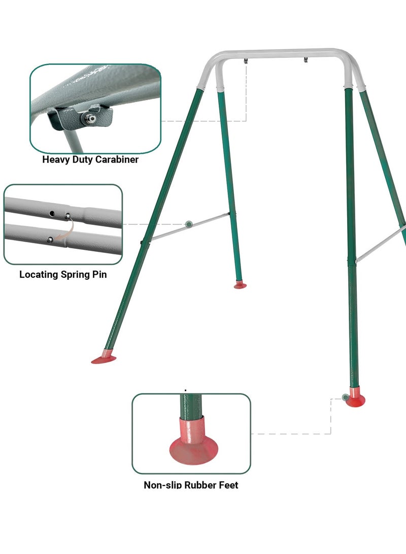 Funz Toddler Swing Set with Frame Indoor & Outdoor Baby Swing with Foldable Metal Stand Kids Swing Set for Backyard, Easy to Assemble & Store, Red - Image 2