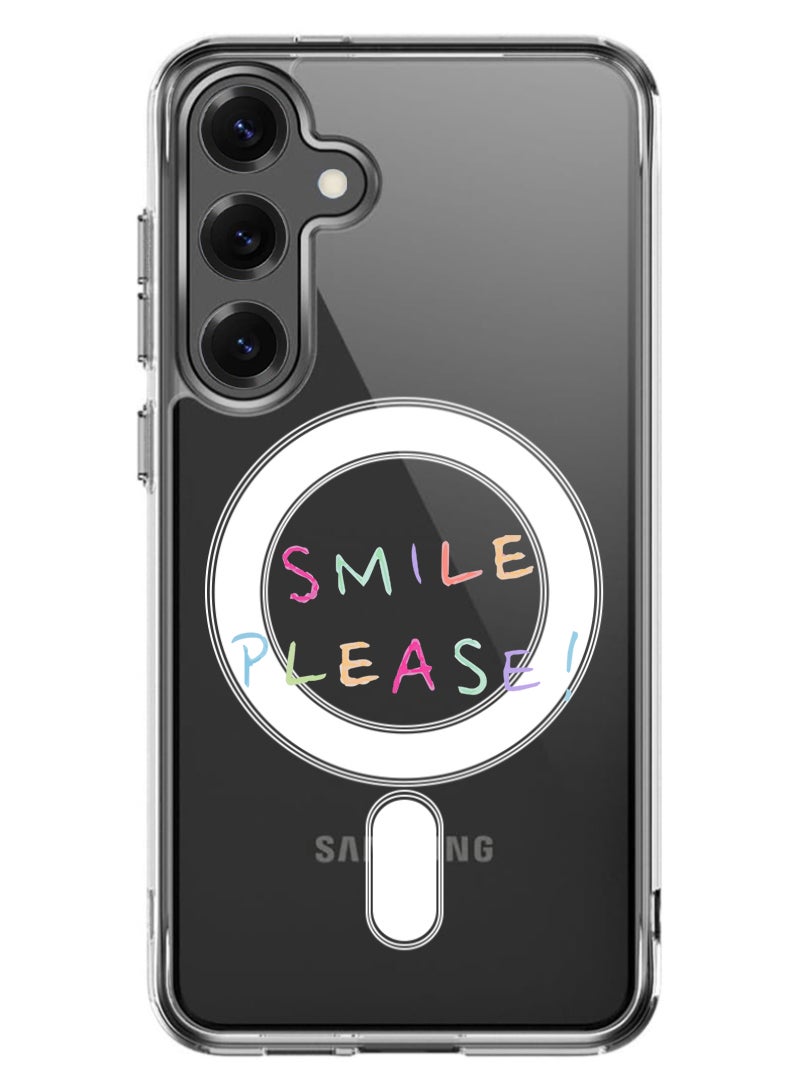 Theodor Magnetic Case for Samsung Galaxy S25 Plus 6.7-inch Compatible with MagSafe Wireless Charging, Shockproof Phone Bumper Cover Smile please - Image 1