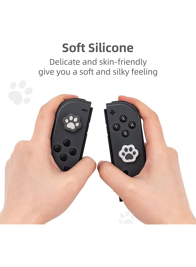 GEEKSHARE Cat Paw Thumb Grip Caps Compatible With Switch & Switch Lite Only Soft Silicone Joystick Cover 4Pics (Grey) - Image 3