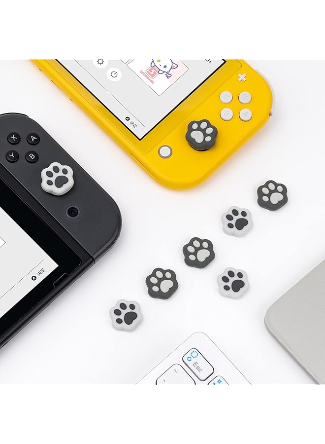 GEEKSHARE Cat Paw Thumb Grip Caps Compatible With Switch & Switch Lite Only Soft Silicone Joystick Cover 4Pics (Grey) - Image 5