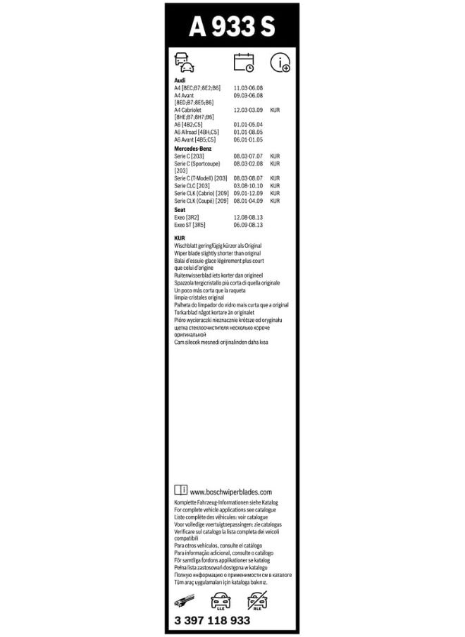 BOSCH BOSCH Aerotwin 3397118933 Original Equipment Replacement Wiper Blade - 22/22 (Set Of 2)  - Image 3