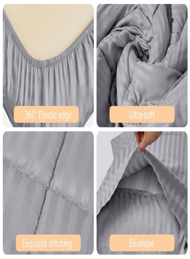 ZPECC Toddler Bedding Set - 4 Piece Soft Crib Bedding Set for Boys and Girls, Includes Toddler Comforter Flat Sheet Fitted Sheet and Pillowcase, Grey Stripe - Image 3