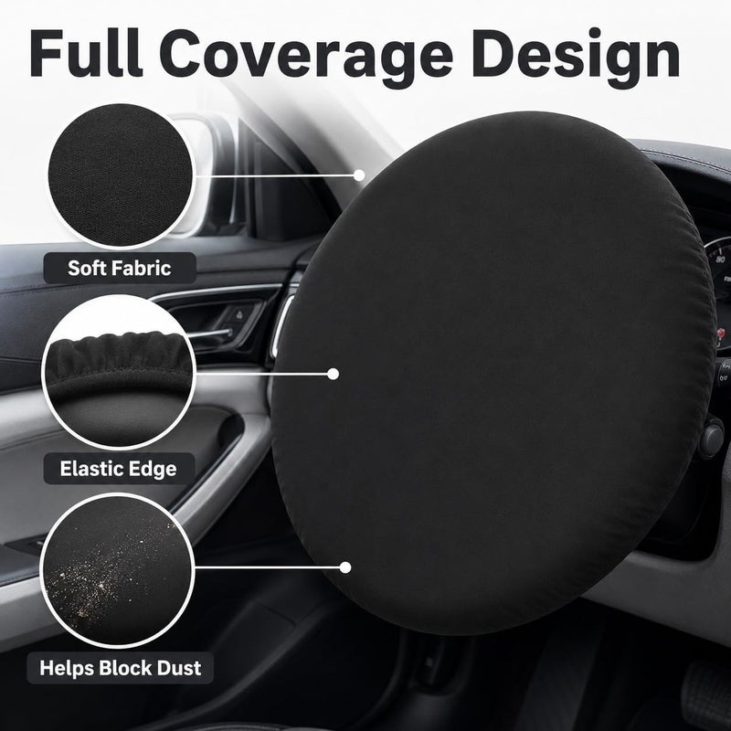 MIANQI Car Steering Wheel Sun Shade Cover, Elastic Full Protector | Anti heat dustproof full cover for Saudi parking repair valet garage and interior care - Image 4