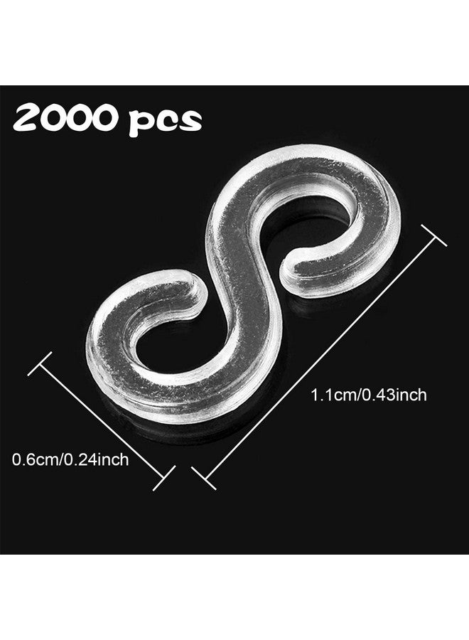 FEPITO 2000 Pcs Loom Rubber Bands S Clips Plastic Band Clips Connectors Refills Kit Clip For Loom Bracelets Diy Making, Clear - Image 2