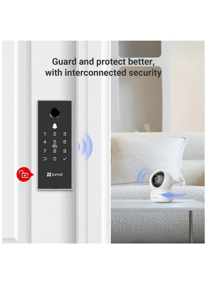 إيزفيز قفل الباب الذكي EZVIZ DL03 Pro - يدعم البلوتوث والواي فاي، بصمة الإصبع، رمز المرور، والبطاقة، جهاز تحكم عن بعد، تنبيهات ضد العبث، سهل التركيب  - Image 4