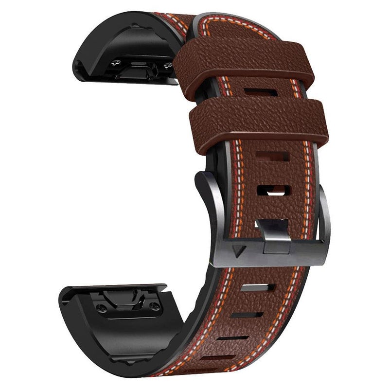 Abanen Quick Fit Watch Bands for Garmin Feinx 8 / epix Pro/Tactix 8 (51mm), Fiber Leather with Silicone Lining Stitches Soft Sweat-proof Strap for Enduro,Tactix Delta,Fenix 7X /6X/5X (Coffee) - Image 1