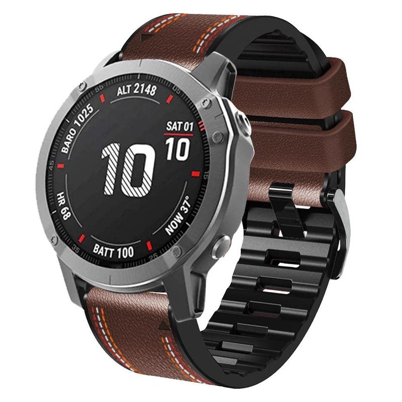 Abanen Quick Fit Watch Bands for Garmin Feinx 8 / epix Pro/Tactix 8 (51mm), Fiber Leather with Silicone Lining Stitches Soft Sweat-proof Strap for Enduro,Tactix Delta,Fenix 7X /6X/5X (Coffee) - Image 2