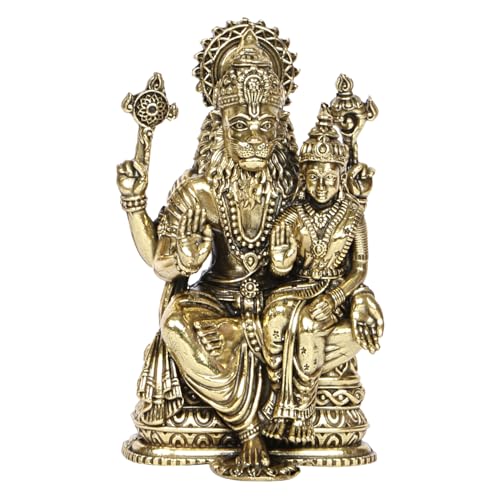 Kartique Brass Narasimha and Lakshmi Statue, 4-Inch Tall, Idol with Traditional Gold Finish for Home Decor - Image 2