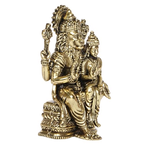 Kartique Brass Narasimha and Lakshmi Statue, 4-Inch Tall, Idol with Traditional Gold Finish for Home Decor - Image 3