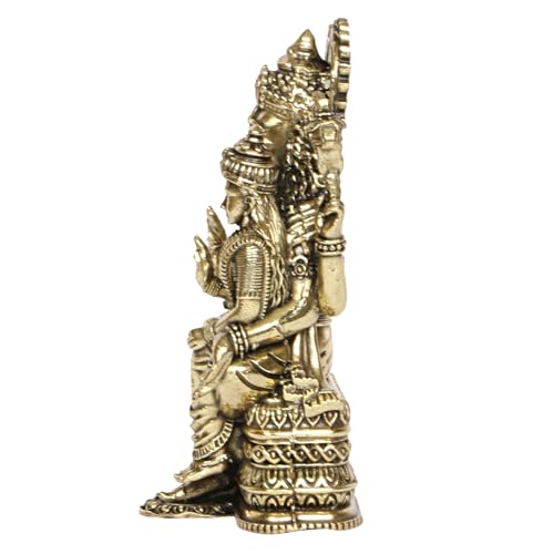 Kartique Brass Narasimha and Lakshmi Statue, 4-Inch Tall, Idol with Traditional Gold Finish for Home Decor - Image 5