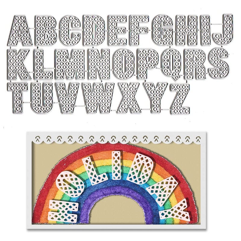 Metal Capital Alphabet Cutting Dies Hollow Out 26 Alphabet Letters Words Die Cuts Embossing Stencils Template Mould for Card Scrapbooking and DIY Craft Album Paper Card Decor