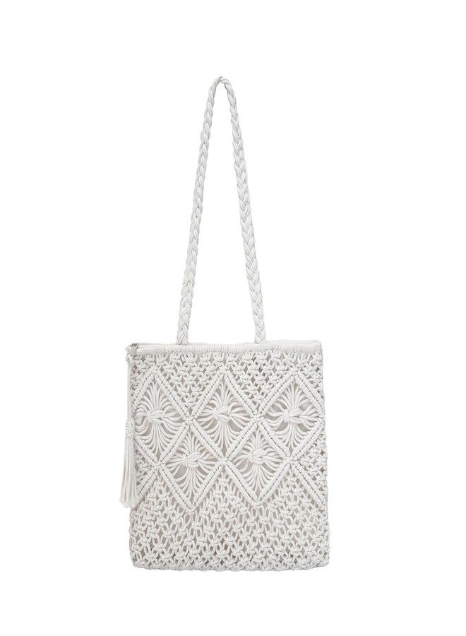 Eiyye Cotton Rope Tote Bag for Women Handmade Woven Shoulder Bag Casual Boho Purse for Travel Shopping - Image 1