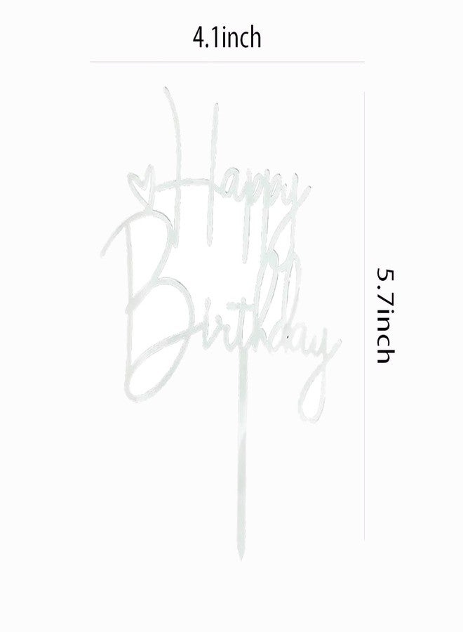 PLAP Happy Birthday Cake Topper Birthday Cake Decoration Party Cake Supplies (Silver cake topper) - Image 2