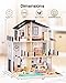 BIERUM Wooden Dollhouse Large Modern Doll House with 44Pcs Furniture Accessories Dolls Pets DIY Puzzle Pool Yard Wood Dollhouse Toy for Toddlers 3 Ideal Gift for Boys and Girls Black - Image 4