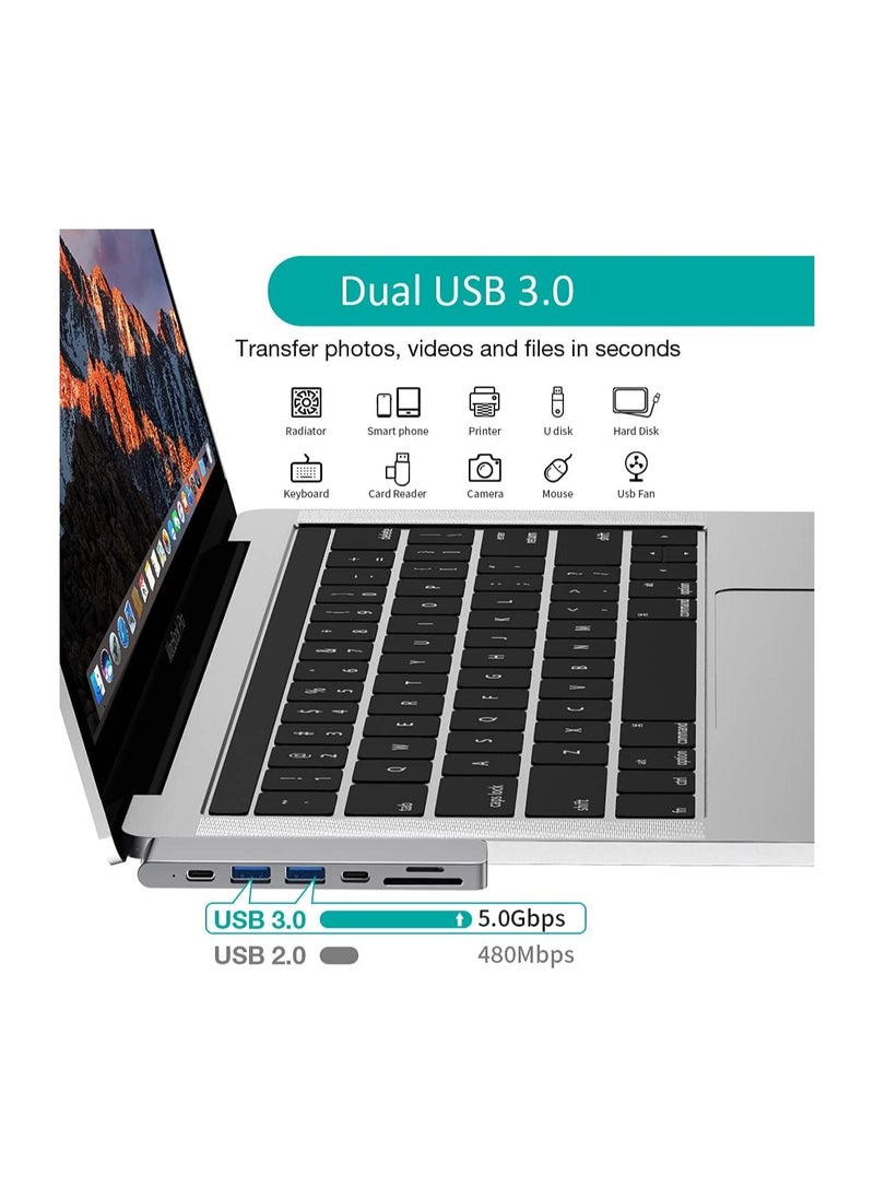 Generic 7-in-2 USB-C Adapter for MacBook Pro Air - 4K HDMI, Thunderbolt 3, USB 3.0, SD/TF, USB C Dock for MacBook M3 M2 M1 2024 2023 2022 2021  - Image 3