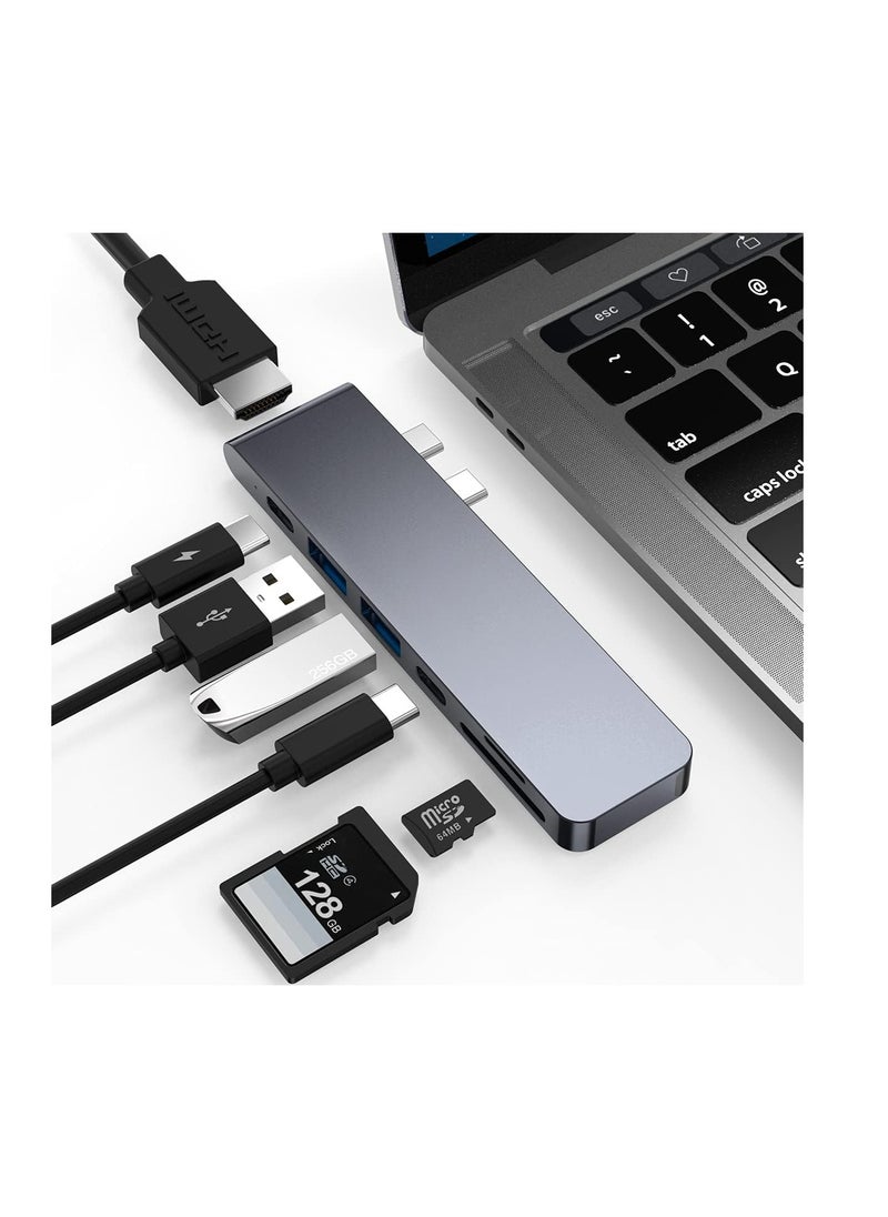 Generic 7-in-2 USB-C Adapter for MacBook Pro Air - 4K HDMI, Thunderbolt 3, USB 3.0, SD/TF, USB C Dock for MacBook M3 M2 M1 2024 2023 2022 2021  - Image 1
