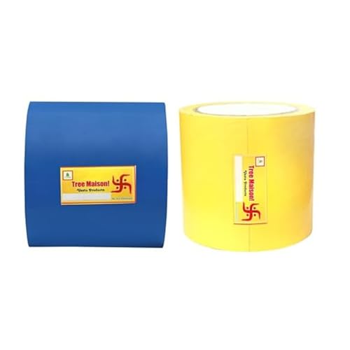 TREEMAISON Vastu Blue - Yellow Tape | Size - 4 Inch (96 mm) Approx | Length- 20 Meter (Approx) | Vastu Tape Remedy for Toilet | Tape for Main Door |Vastu Tape for Negative Entrance | Pack of 2 - Image 1