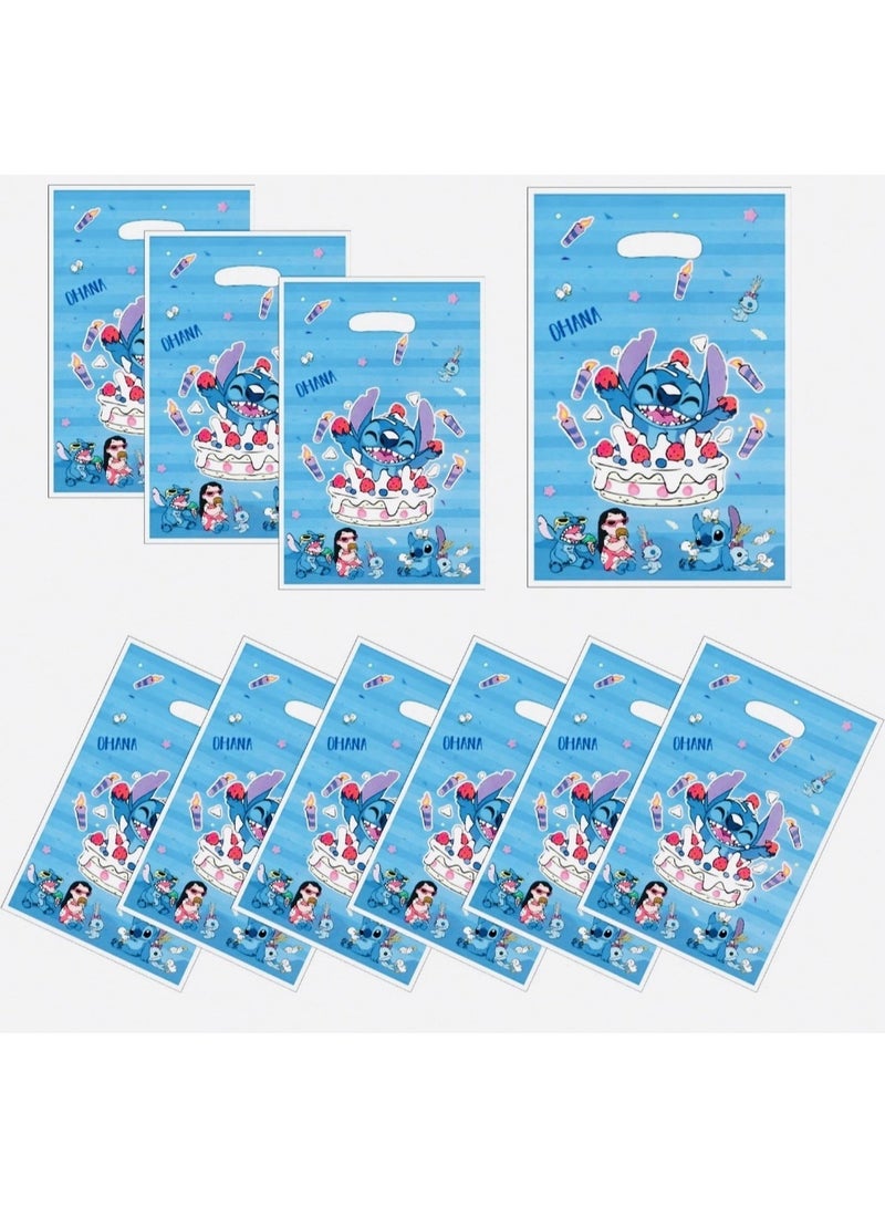 Party Gift Bags 30pcs Set, Durable Plastic with Handles, Vibrant Cartoon Print Designs - Image 1