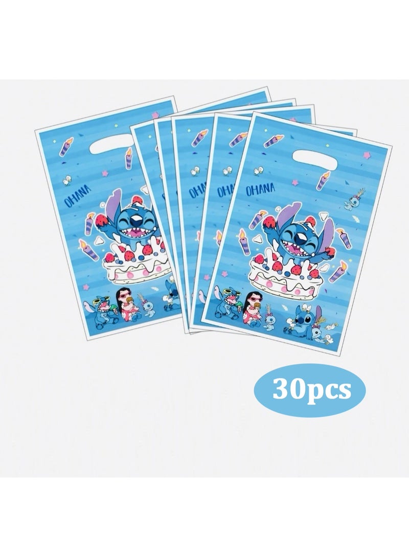 Party Gift Bags 30pcs Set, Durable Plastic with Handles, Vibrant Cartoon Print Designs - Image 3
