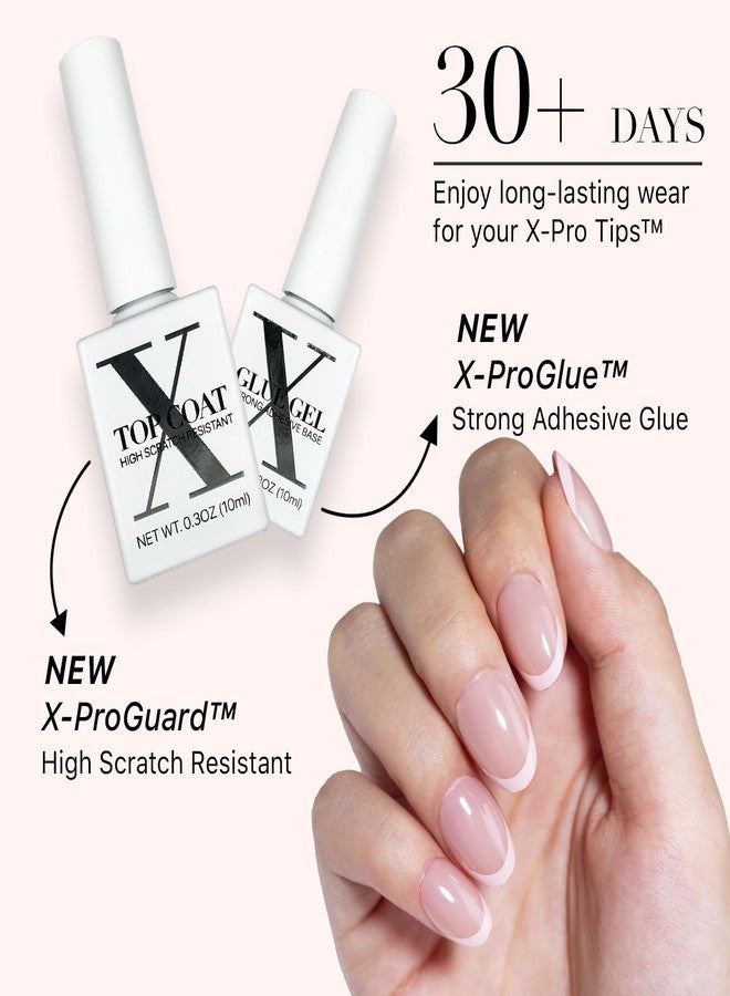 SXC Cosmetics French Tip Press On Nails - Skin Tone Nude and Color Series, Short Coffin X-Pro Tips Starter Kit ST119KIT - Image 5