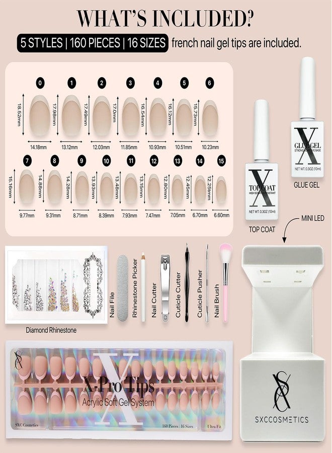 SXC Cosmetics French Tip Press On Nails - Skin Tone Nude and Color Series, Short Coffin X-Pro Tips Starter Kit ST119KIT - Image 4