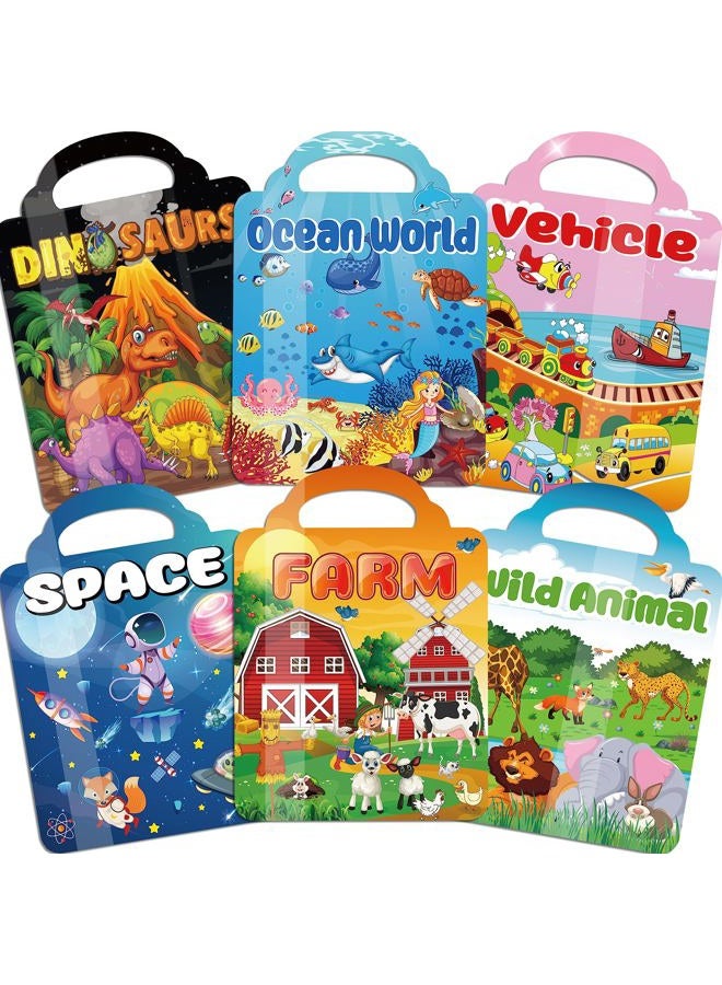 Kalysky 6Set Puffy Sticker Books for Kids 2-4, 3D Reusable Stickers Books for Toddlers 1-3,2-4,Farm+Animal+Dinosaurs+Ocean World+Space+Vehicle - Image 1