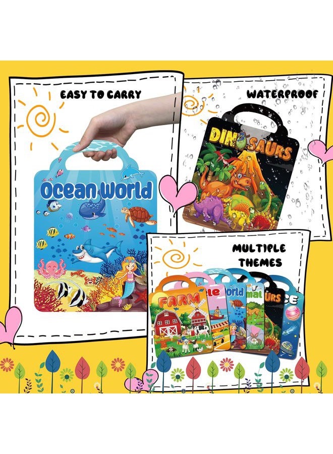 Kalysky 6Set Puffy Sticker Books for Kids 2-4, 3D Reusable Stickers Books for Toddlers 1-3,2-4,Farm+Animal+Dinosaurs+Ocean World+Space+Vehicle - Image 4