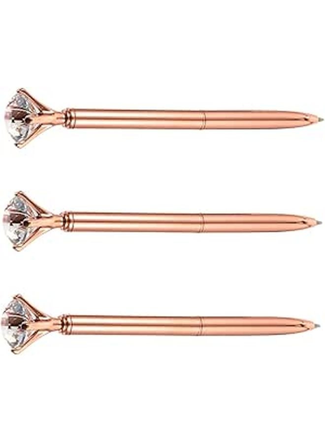 3pcs Metal Ballpoint Pens with Decorative Gem Fine Point for Business Office and Daily Use - Image 1