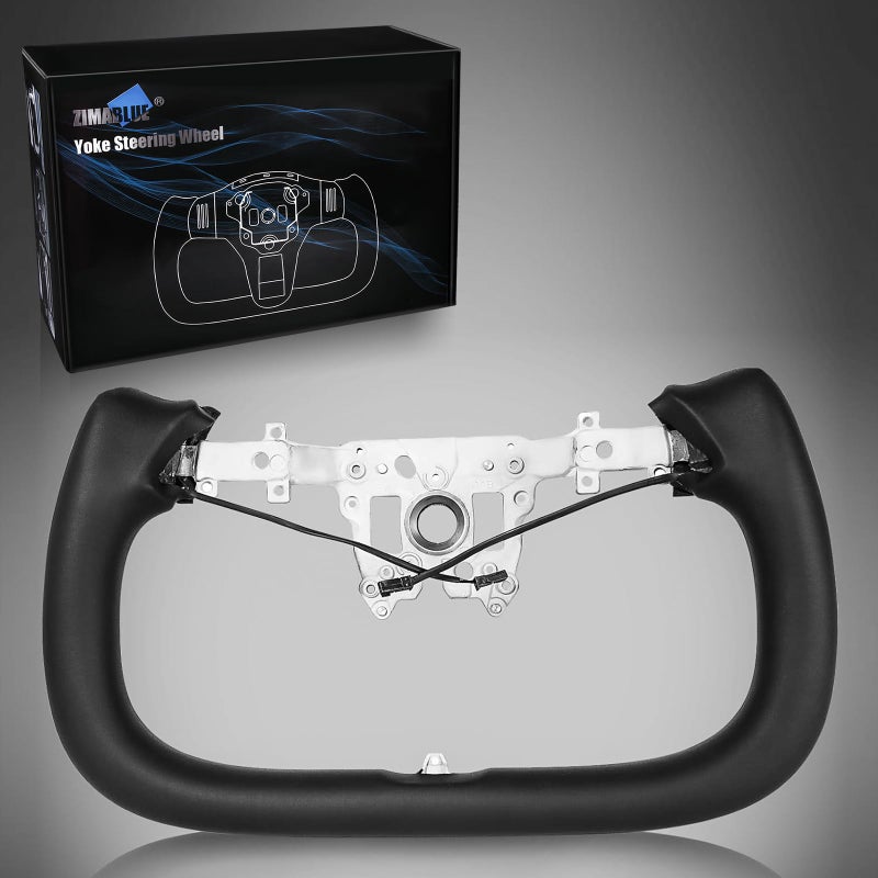ZIMABLUE Yoke Steering Wheel For Tesla Model 3 Highland Accessories 2024 2025 Black Nappa Leather Without Front Trim for Tesla Model 3 Highland 20242025 With Heating Function