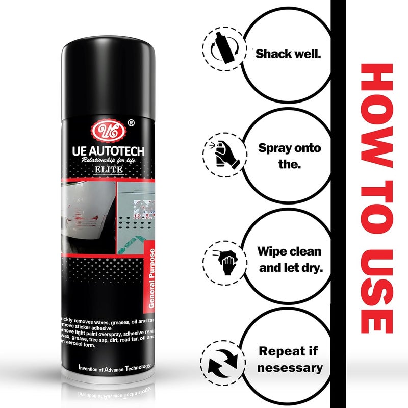 UE Autotech Elite General Purpose Adhesive Cleaner - Renews appearance of vehicles - Removes Sticky Residue from Glue, Stickers and Tapes - Safe for Use on Painted Surfaces, 500 ml - Image 4