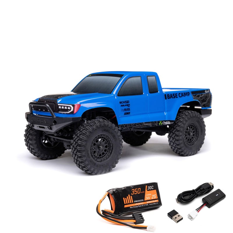 Axial RC Truck 124 SCX24 Base Camp 4x4 Rock Crawler Brushed RTR Everything Needed to Run is Included Blue AXI1219T2
