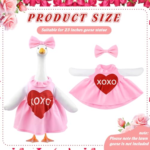 Teeanzo Valentine's Day Goose Outfit for 23" Porch Goose Holiday Pink Red Heart Cloths Costume Valentines Party Outdoor Garden Patio Yard Lawn Art Decoration - Image 2
