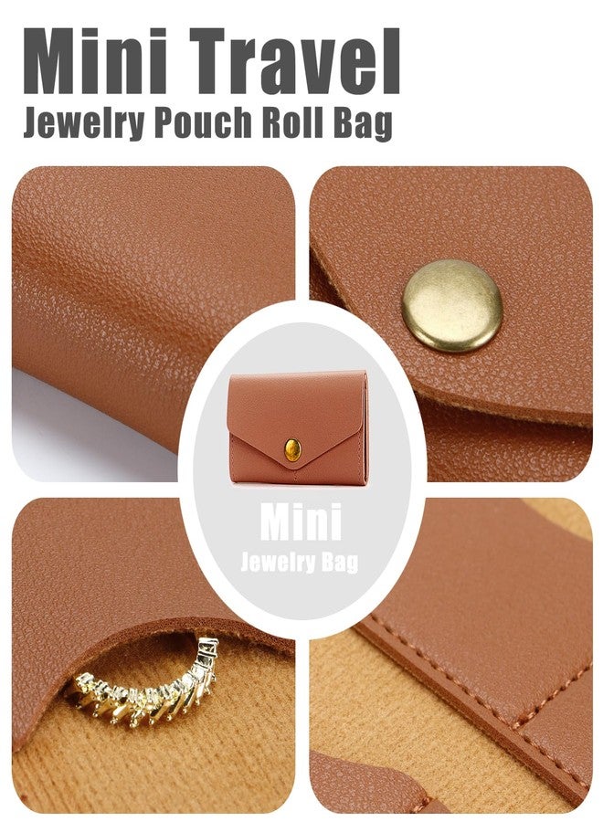 Aplata Mini Travel Jewelry Bag, Small Travel Jewelry Organizer Case, Portable Small Jewelry Case Storage Traveling Jewelry Case For Women Jewelry Pouch Earrings Rings Necklaces (Brown) - Image 4