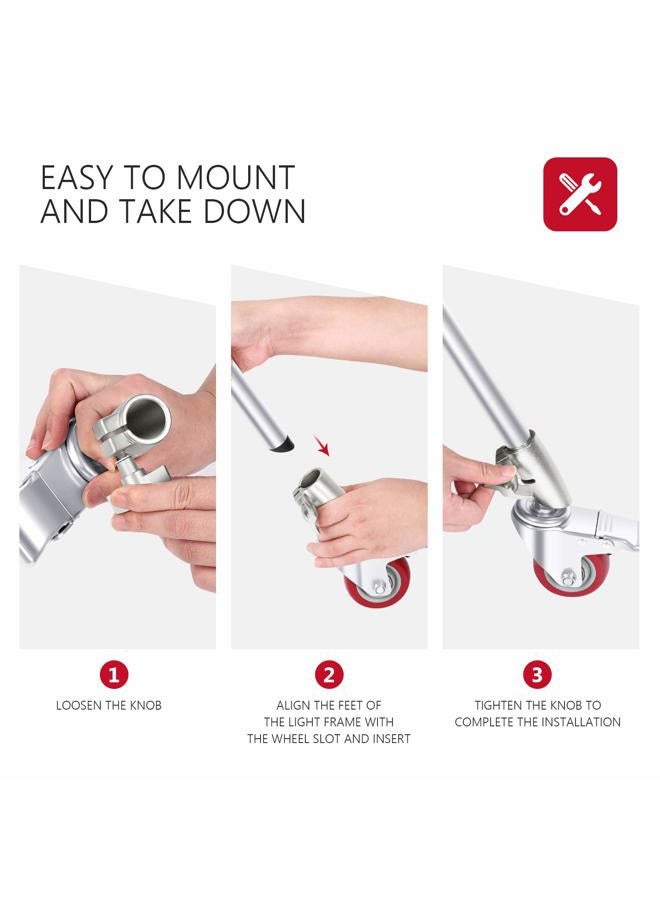 Neewer 3 Packs Professional Swivel Caster Wheels Set with 75mm Diameter, Durable Metal Construction with Rubber Base ONLY Compatible with Neewer Photography C Stand for Studio Video Shooting - Image 5