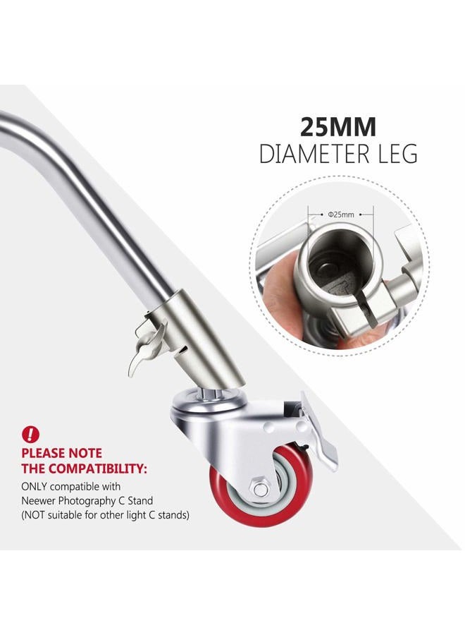 Neewer 3 Packs Professional Swivel Caster Wheels Set with 75mm Diameter, Durable Metal Construction with Rubber Base ONLY Compatible with Neewer Photography C Stand for Studio Video Shooting - Image 3